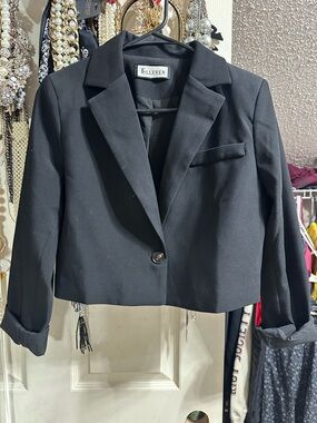 Black Cropped Blazer Jacket